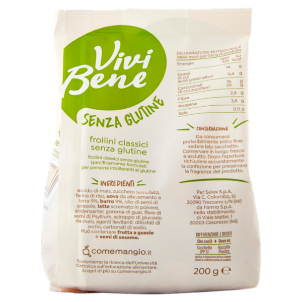 Vivi Bene Senza Glutine Frollini Classici Senza Glutine 200 g