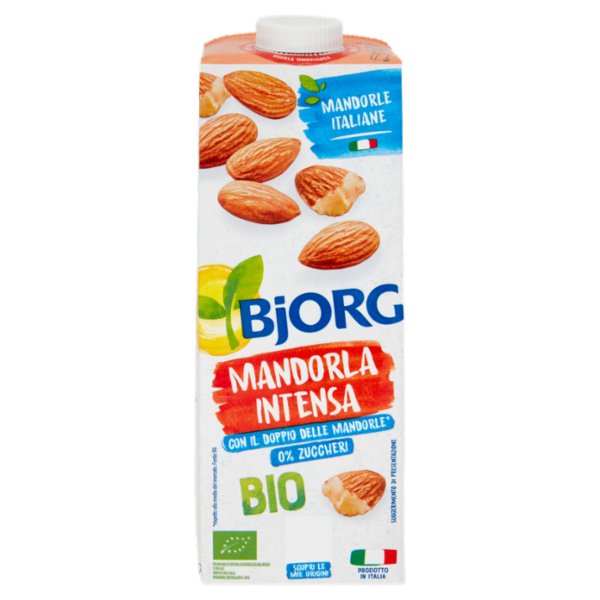 BJORG Mandorla Intensa 0% Zuccheri Bevanda Vegetale Bio, Senza Glutine, Prodotto in Italia, 1L