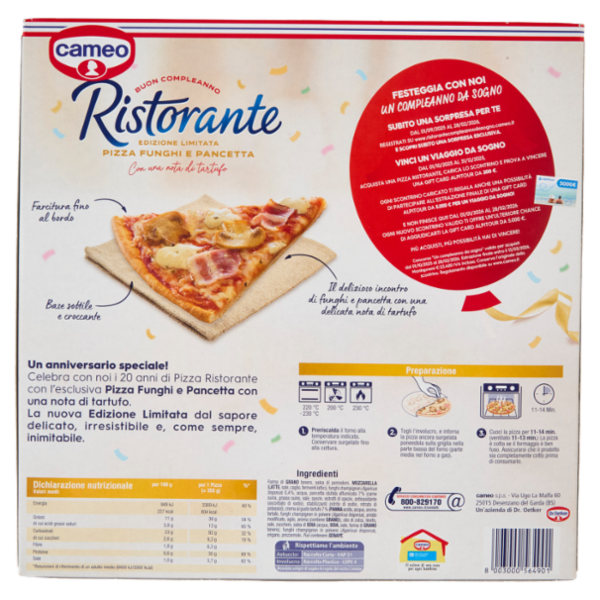cameo Ristorante Pizza Funghi Pancetta 355 g