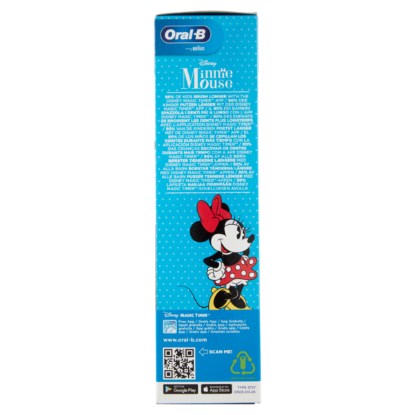 Oral-B Power Spazzolino Elettrico Ricaricabile Pro3 Junior Minnie +6 anni