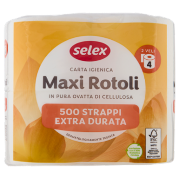 Selex Carta Igienica 2 Veli 500 Strappi 4 Rotoli