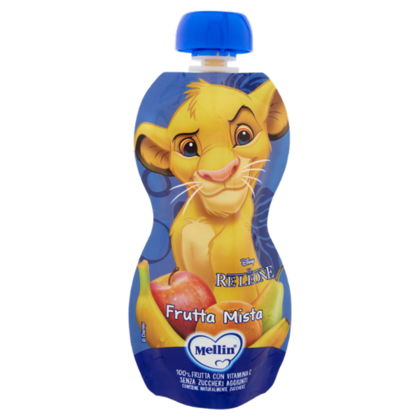 MELLIN Merenda Re Leone Simba, Frutta Mista, 100% frutta con Vit C, 110g
