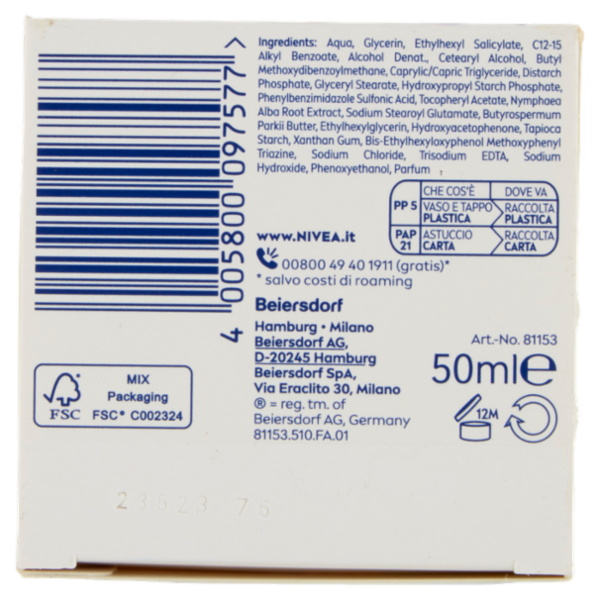 Nivea Crema Giorno Idratante Rinfrescante 24H Idratazione SPF 15 50 ml