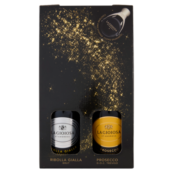 La Gioiosa Ribolla Gialla Brut 750 ml + Prosecco D.O.C. Treviso 750 ml + Stopper Tappo Spumante