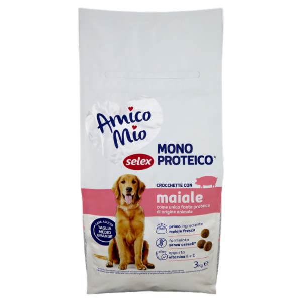 Selex Amico Mio Cane Crocchette con Maiale Mono Proteico 3 kg