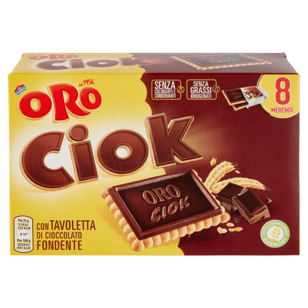 Oro Ciok biscotto con Tavoletta di Cioccolato fondente - 8 x 25 g