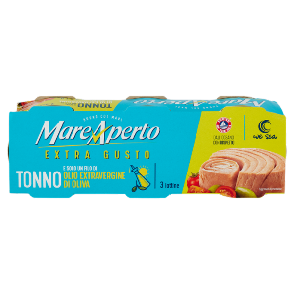 Mare Aperto Tonno Extra Gusto e Solo un Filo di Olio Extravergine di Oliva 3 x 60 g