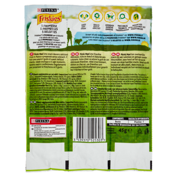 PURINA FRISKIES Picnic Maxi Manzo 3 snack 45 g