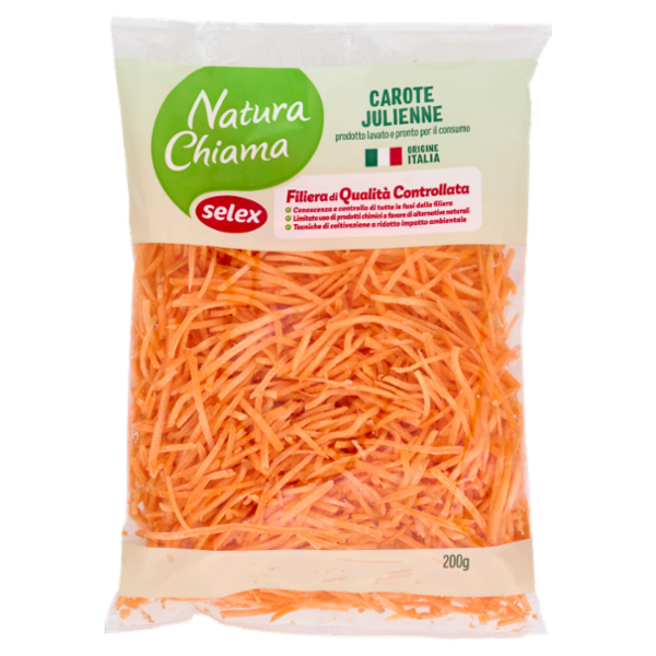 Selex Natura Chiama Carote Julienne Lavate e Pronte per il Consumo 200 g