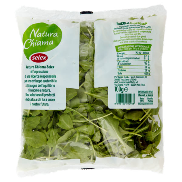 Selex Natura Chiama Rucola Lavata e Pronta per il Consumo Biologica 100 g