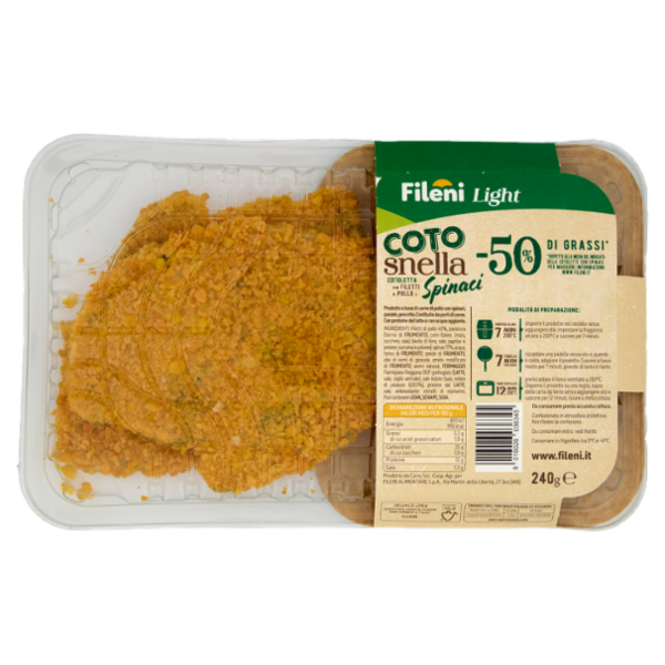 Fileni Light Cotosnella Cotoletta con Filetti di Pollo e Spinaci 0,240 kg