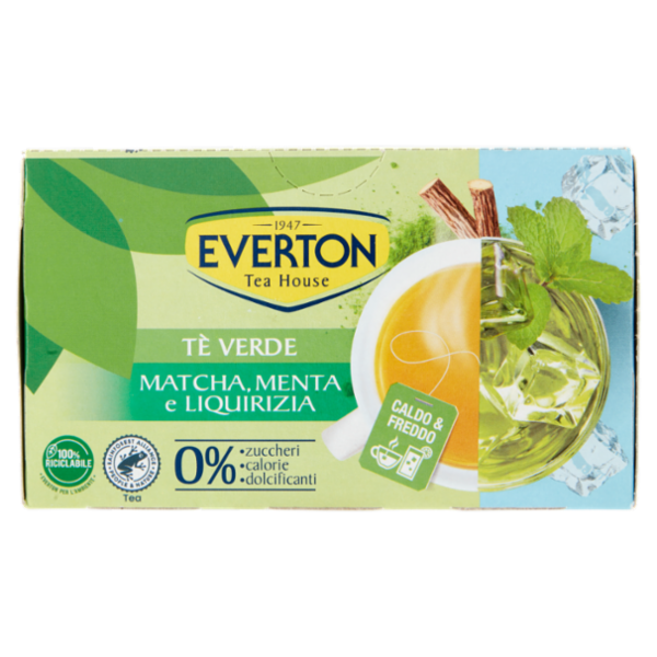 Everton Tè Verde Matcha, Menta e Liquirizia 16 x 2,5 g