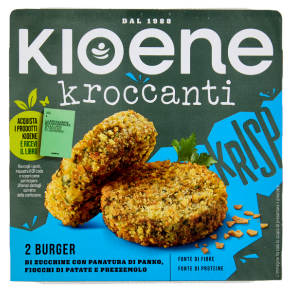 Kioene Kroccanti 2 Burger di Zucchine con Panatura di Panko, Fiocchi di Patate e Prezzemolo 180 g