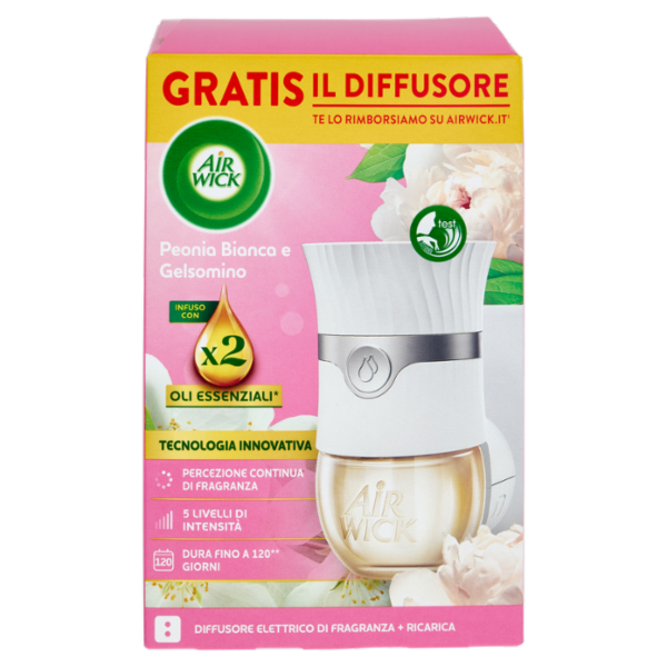 Air Wick Diffusore di Fragranza con oli essenziali Peonia Bianca e Gelsomino 19 mL