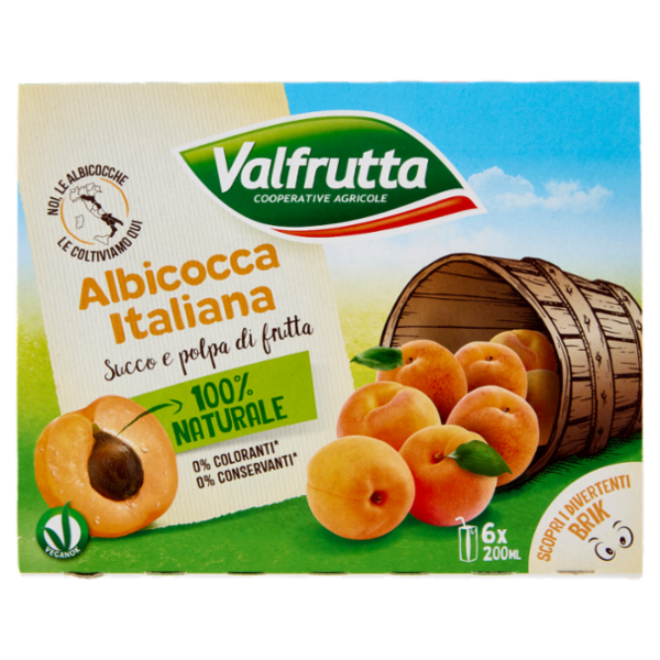 Valfrutta Albicocca Italiana Succo e polpa di frutta 6 x 200 ml