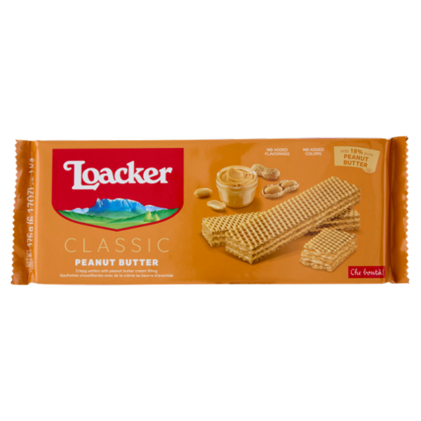 Loacker Classic Peanut Butter Wafer con crema al burro di Arachidi Wafers 175g
