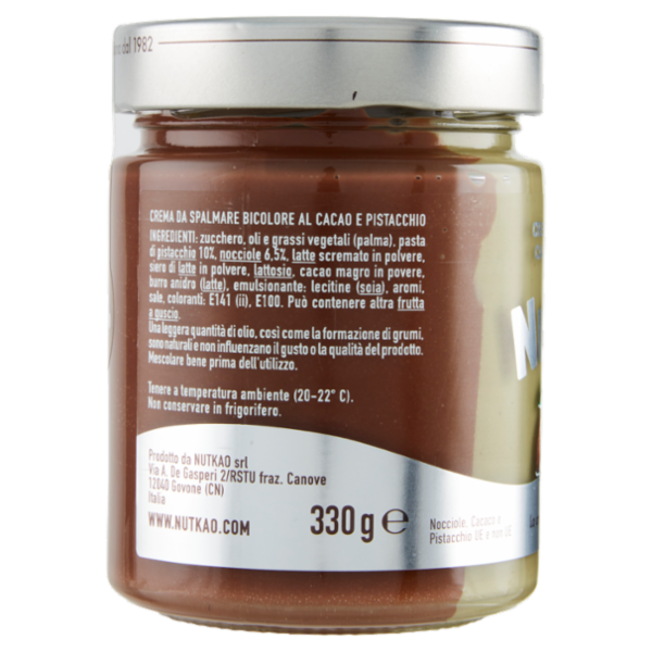 Nutkao Crema Bicolore con Cacao e Pistacchio 330 g