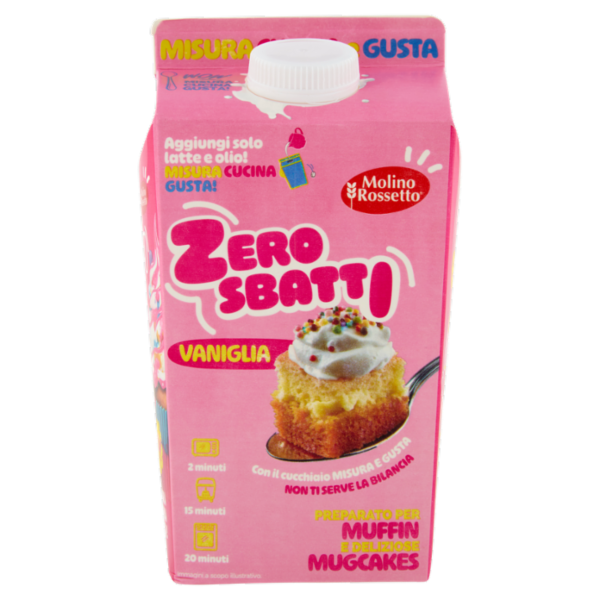 Molino Rossetto Zero Sbatti Vaniglia Preparato per Muffin e deliziose Mugcakes 500 g