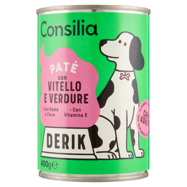 Consilia Derik Paté per Cane con Vitello e Verdure 400 g