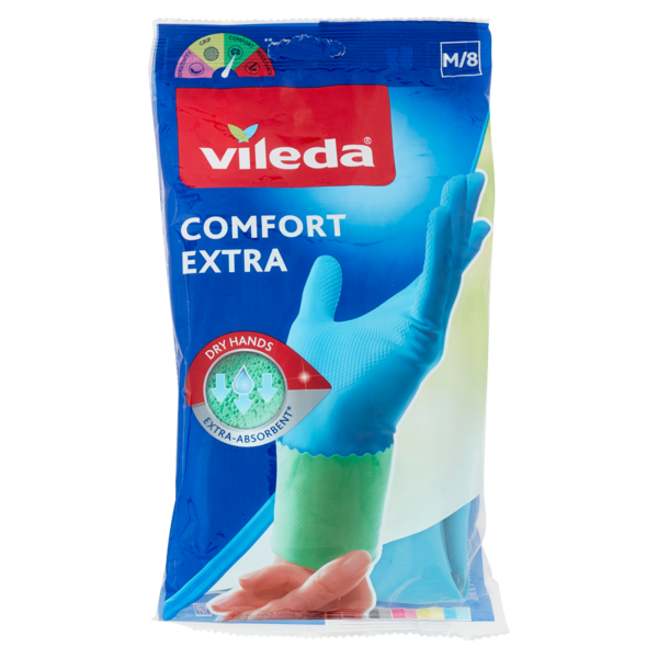 Vileda guanti casalinghi Comfort Extra in lattice, massima protezione e resistenza, taglia M