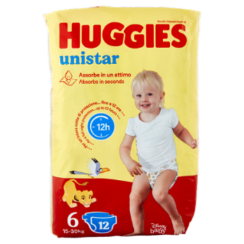 Huggies Unistar Pannolini 6 15-30 Kg 12 Pz