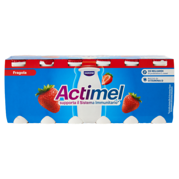 ACTIMEL, Yogurt da Bere con Vit B6 e D per il Sistema Immunitario, gusto Fragola, 12X100G