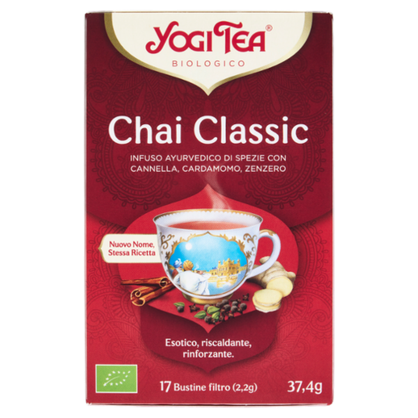 Yogi Tea Chai Classic Bio infuso ayurvedico di spezie con cannella, cardamomo e zenzero - 37,4g