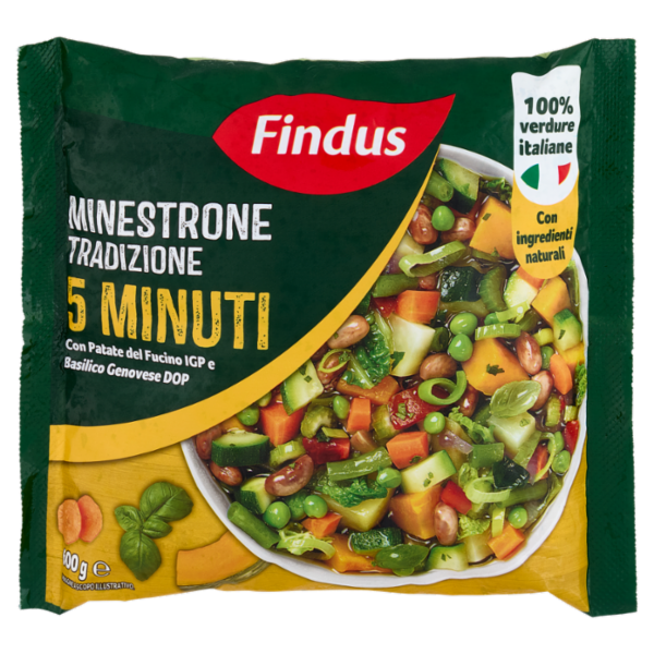 Findus Minestrone Tradizione 5 Minuti - con Patate del Fucino IGP e Basilico Genovese DOP 600 g