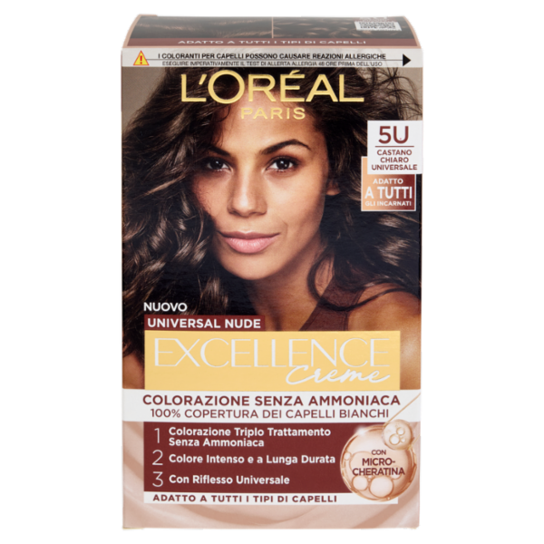 L'Oréal Paris Excellence Creme Universal Nude Colorazione Senza Ammoniaca 5U Castano Chiaro univ.