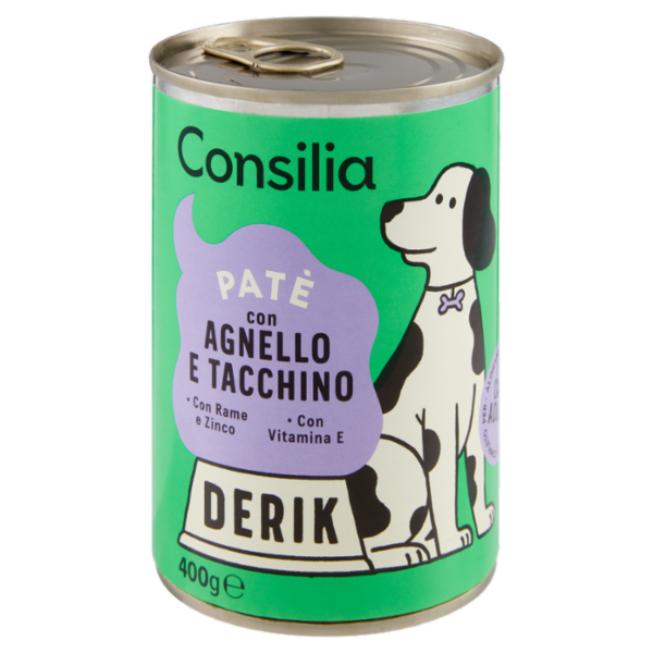 Consilia Derik Paté per Cane con Agnello e Tacchino 400 g