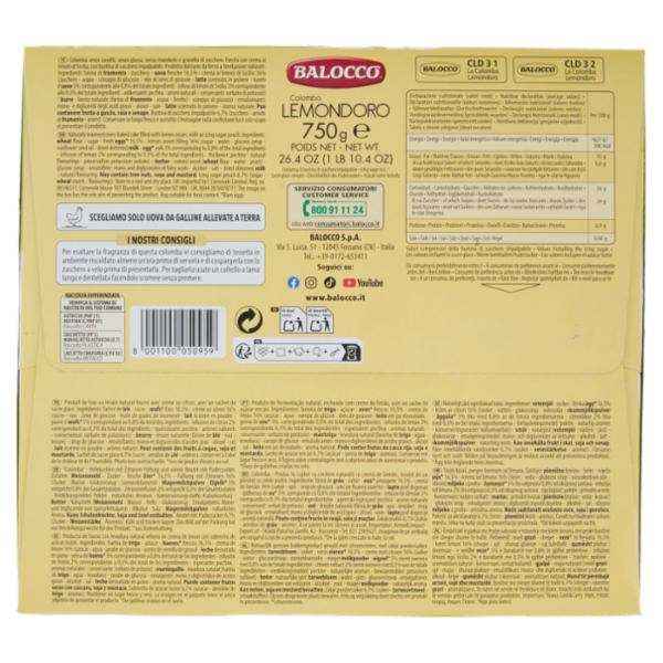 Balocco Colomba Lemondoro 750 g