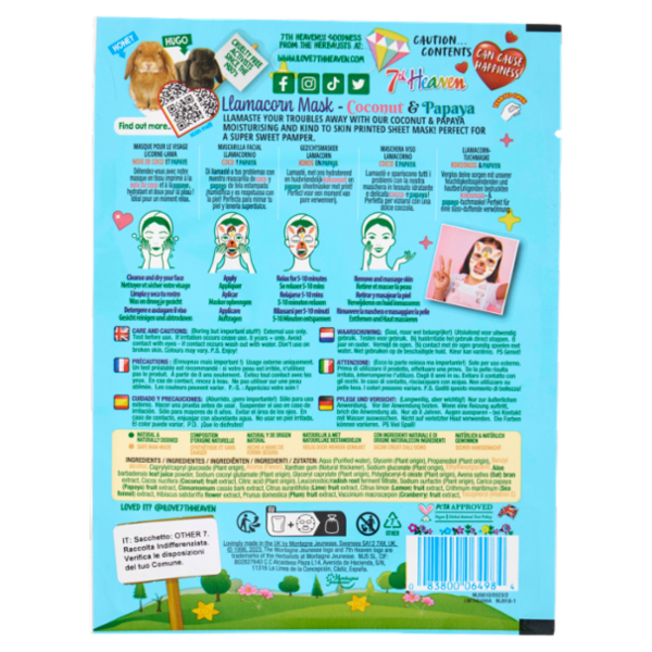 7th Heaven Maschera Viso Lamacorno Cocco e Papaya 1 pz