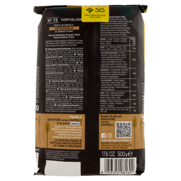 Le Stagioni d'Italia Senatore varietà Cappelli Integrale Tortiglioni 500 g