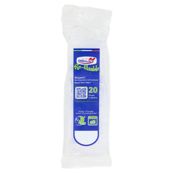DOpla Re-Usable Posate in plastica Forchette Trasparente 20 pz