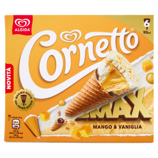 Cornetto Algida Max Mango & Vaniglia 6 Gelati 390 g