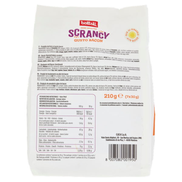 bottoli Mini Snacks Scrancy Gusto Bacon 7 x 30 g
