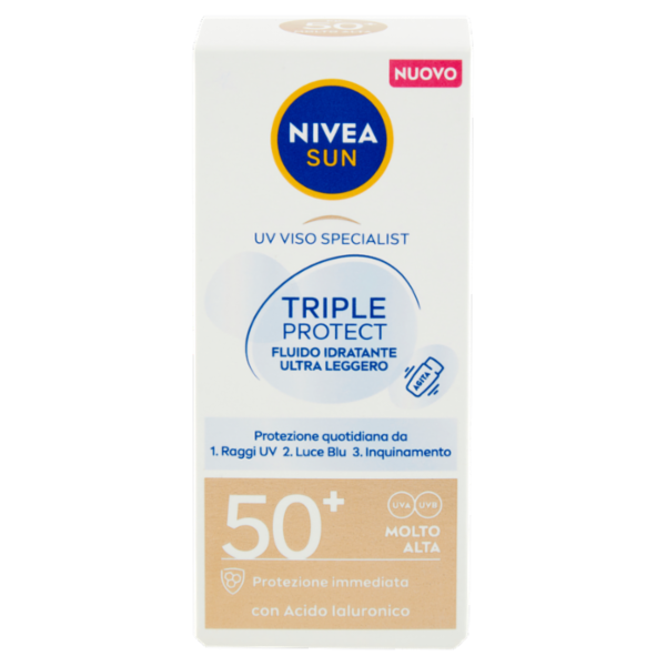 Nivea Sun UV Viso Specialist Triple Protect Fluido Idratante Ultra Leggero FP 50+ Molto Alta 40 ml