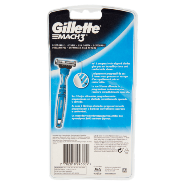 Gillette Rasoio da Uomo Usa e Getta Mach3, 3 Rasoi