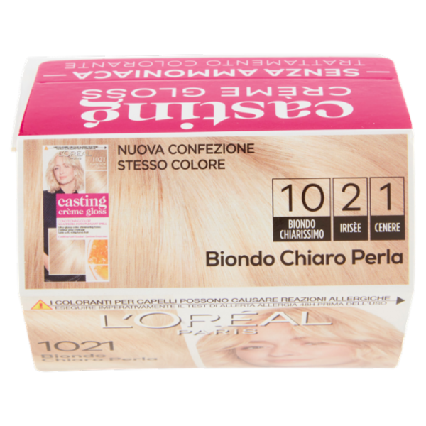 L'Oréal Paris Tinta Capelli Casting Creme Gloss, Senza Ammoniaca, 1021 Biondo Chiaro Perla