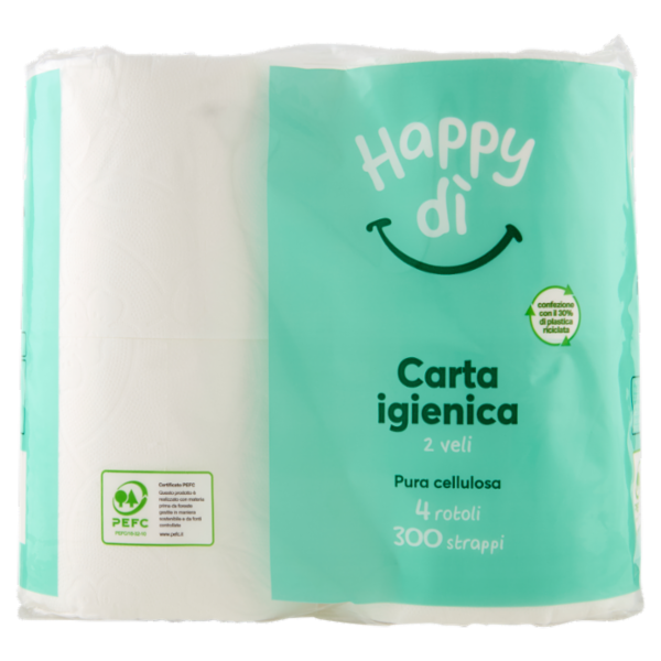 Happy dì Carta Igienica 2 Veli 300 Strappi 4 Rotoli