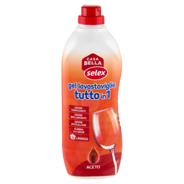 Selex Casa Bella Detersivo per Lavastoviglie Gel Tutto in 1 all'Aceto 650 ml
