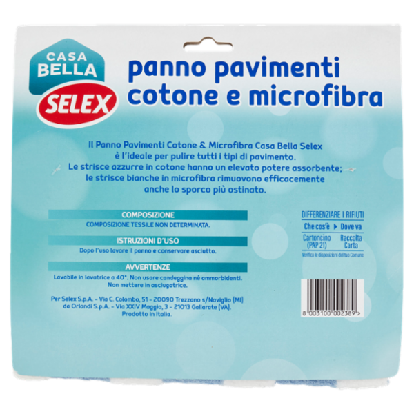Selex Casa Bella Panno Pavimenti Cotone e Microfibra Cm 50X50