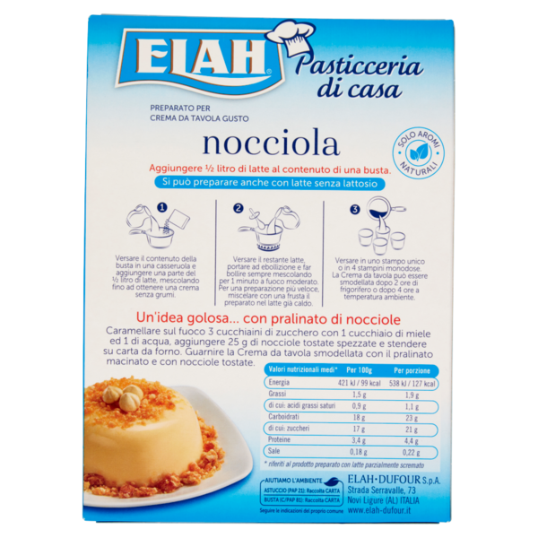 Elah Preparato per Crema da Tavola Gusto nocciola 70 g