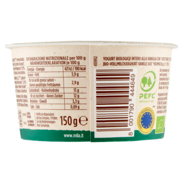 mila Bio Yogurt Intero Vaniglia 150 g
