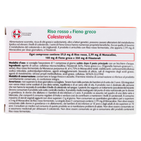 Matt Divisione Pharma Riso rosso e Fieno greco Colesterolo 40 compresse 40 g