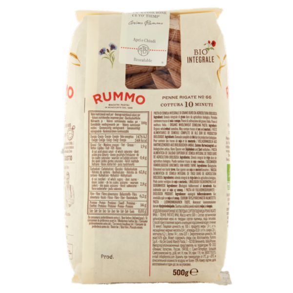 Rummo Bio Integrale Penne Rigate N° 66 500 g
