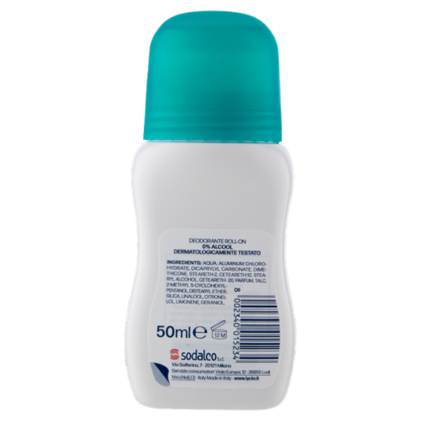 Lycia pure talc Deodorante Roll-On fiori di cotone 50 ml