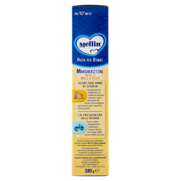 MELLIN Margheritine con Farine di Mais e Riso, Pasta per Bimbi, dal 10° mese, 280g
