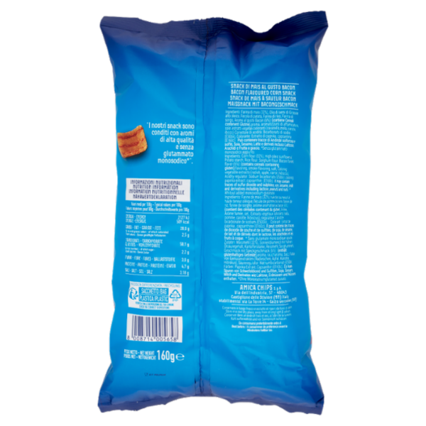 Amica Chips Zig Zag di mais gusto Bacon 160 g
