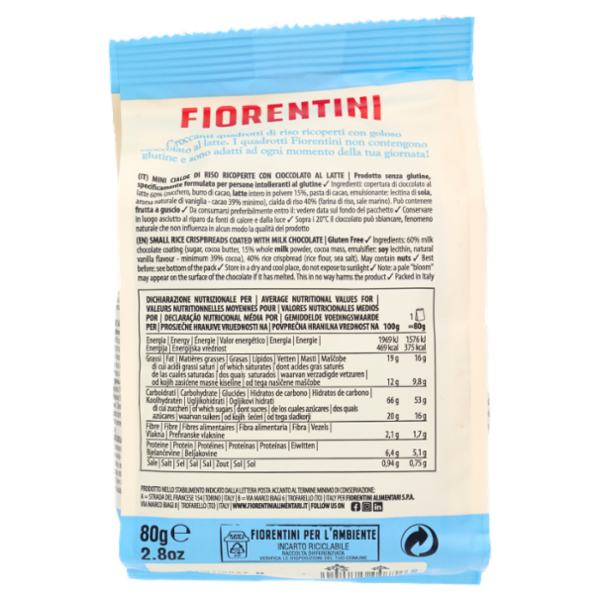 Fiorentini i Croccanti Quadrotti di Riso Cioccolato al Latte 80 g
